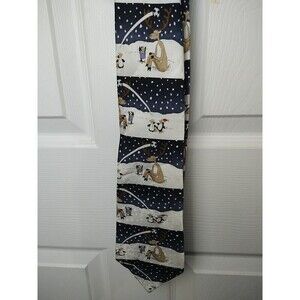 Jingle bells 100 Silk Stain Resistant Reindeer  Penguin Snow Tie